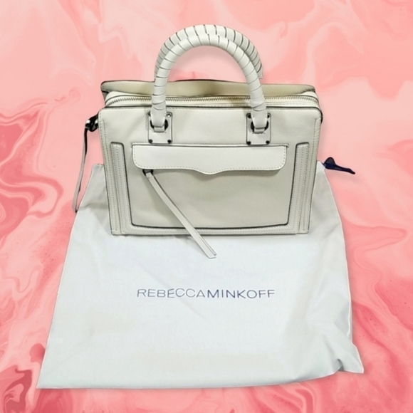 Rebeca Minkoff Bree Medium Size Top Zip Satchel Purse White - Picture 1 of 9